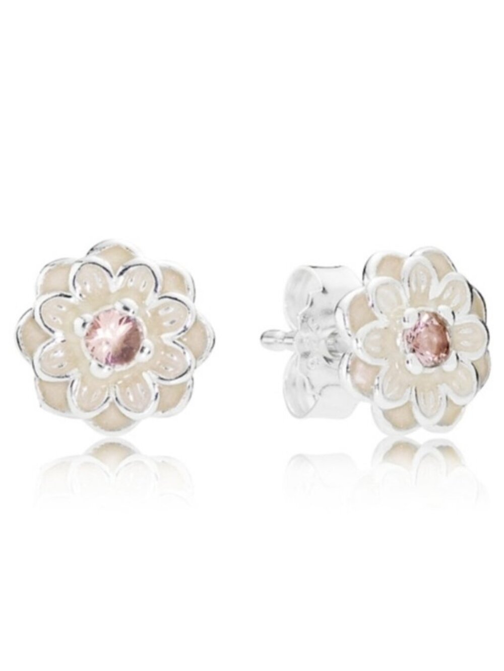 Pandora Sterling Silver Blooming Dahlia Flower Stud Earrings 290678nbp